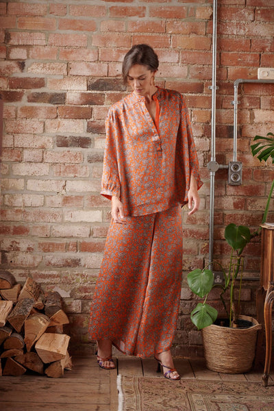 Floral Paisley Orange Darcy Shirt - One Hundred Stars