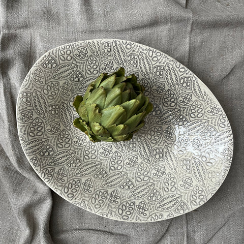 Wonki Ware Large Pebble Oval Platter - Warm Grey Lace B