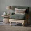 Deconstructed Olive Linen Armchair Mango Wood Hessian and Hemp Roomset