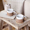 Dipped White Glaze Ribbed Terracotta Coffee Mug