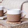 Dipped White Glaze Ribbed Terracotta Coffee Mug