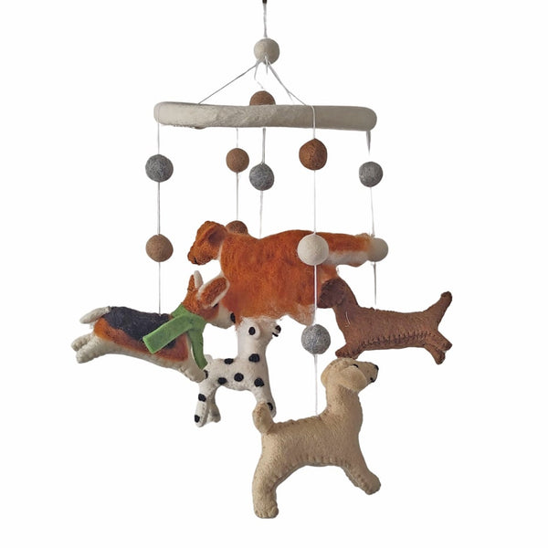 Handmade Felt Dogs Mobile - New Breeds - Fairtrade