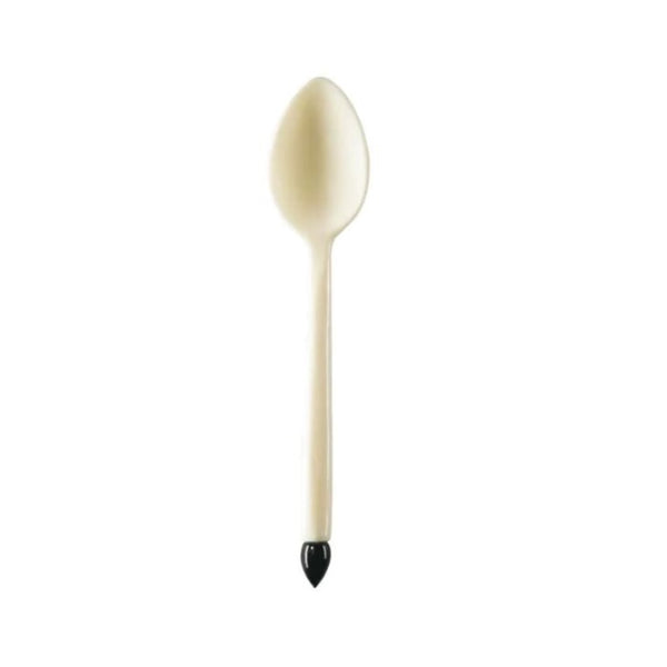 Bone Egg Spoon with Black Horn Tip