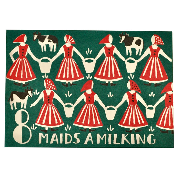 Eight Maids A-Milking Card - Cambridge Imprint