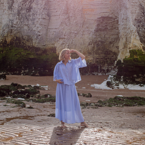 Elva Pure Cotton Skirt from Chalk - Blue Stripe
