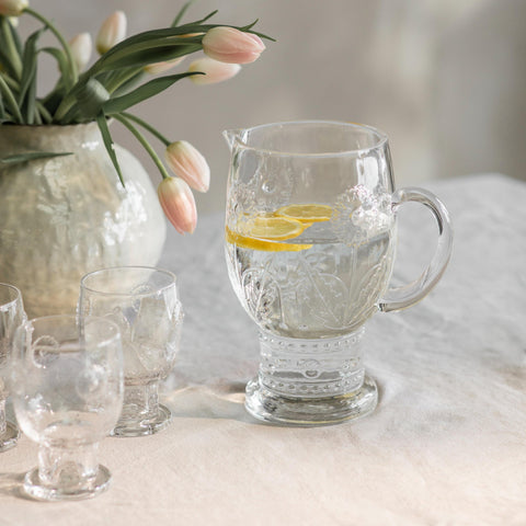 Embossed Botanical Glass Jug