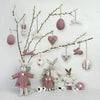 Hanging Felt Heart with Floral Embroidery - Cream or Pink