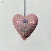 Hanging Felt Heart with Floral Embroidery - Cream or Pink
