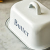 Enamel Butter Dish with Lid - White
