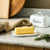 Enamel Butter Dish with Lid - White