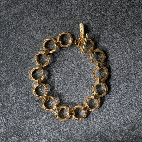 Gold Plated Etched Interwoven Link Bracelet