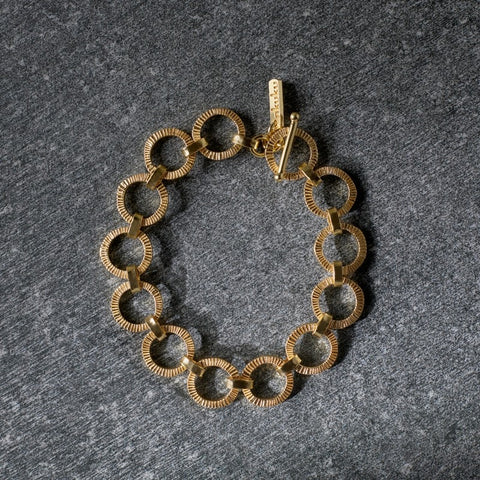 Gold Plated Etched Interwoven Link Bracelet