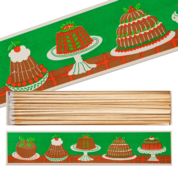 Extra Long Matches in Long Letterpress Printed Luxury Matchbox Christmas Puddings