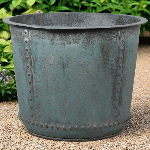 Rustic Verdigris Studded Iron Planter - Extra Large