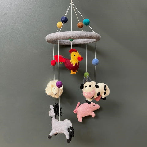 Handmade Felt Farm Animals Mobile - Fairtrade