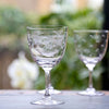 Vintage Style Long Stem Crystal Wine Glass Fern Design Set of Six