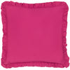Floral Cotton Velvet Cushion with Ruffled Trim - Violet/Cerise