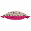 Floral Cotton Velvet Cushion with Ruffled Trim - Violet/Cerise