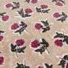 Floral Cotton Velvet Cushion with Ruffled Trim - Violet/Cerise