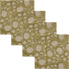 Green Floral Hand-Printed Cotton Napkins - Set of Four