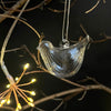 Handmade Glass Bauble - Small Clear Ribbed Robin
