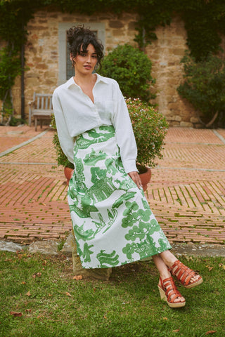 Giant Willow Green A-line Maxi Skirt - One Hundred Stars