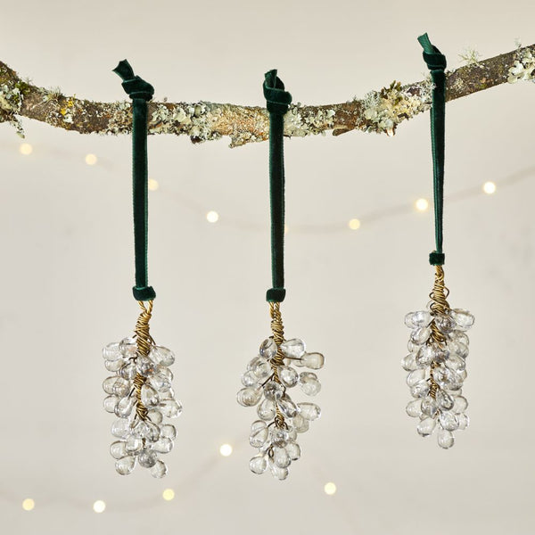 Clear Glass Drop Cluster Bauble - Set of Three