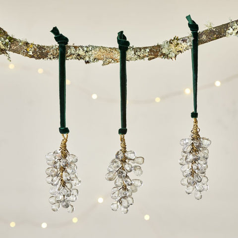 Clear Glass Drop Cluster Bauble - Set of Three