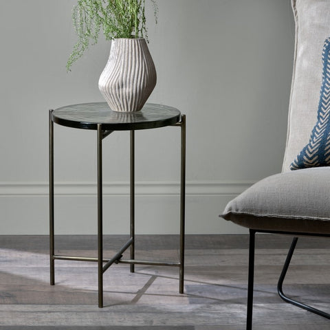 Glass and Antique Brass Side Table