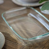 Glass Oven to Table Dish with Woven Grass Rope Serving Tray - Rectangular