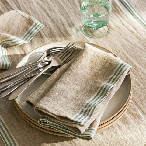 Stripe Edge Napkin - Set of Four - Rosemary