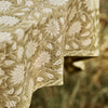 Green Floral Hand-Printed Cotton Tablecloth - 140 x 260 cm