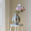 Green Stripe Fluted Neck Vase