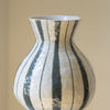 Green Stripe Fluted Neck Vase