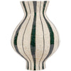 Green Stripe Fluted Neck Vase