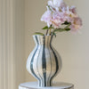 Green Stripe Fluted Neck Vase