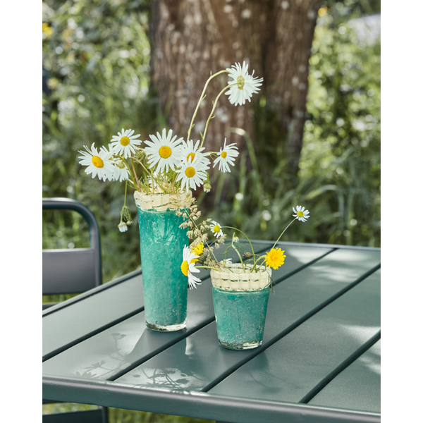 Handmade Small Glass Vase - Kupla - Green with Beige Rim - Two Size Options