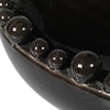 Dark Charcoal Grey Black Large Oval Ceramic Bowl with Bobbles on Rim
