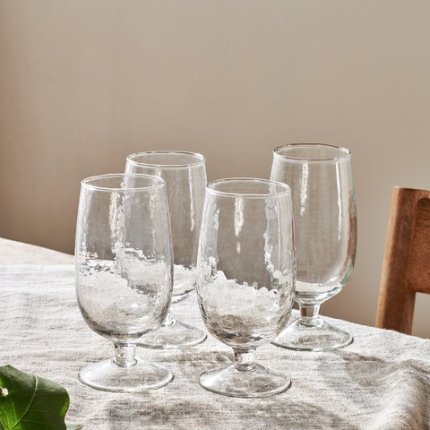 Hammered Recycled Glass Tall Glasses - Set of Four
