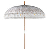 Hand-Painted Balinese White Parasol with Fringe and Tassels