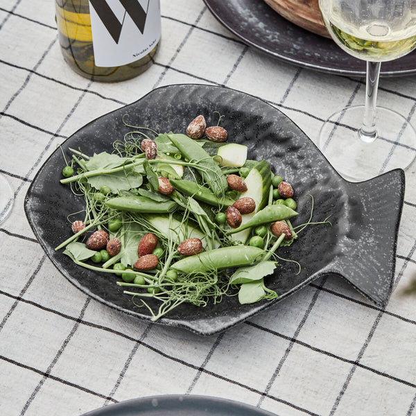 Handcrafted Black Stoneware Fish Dish