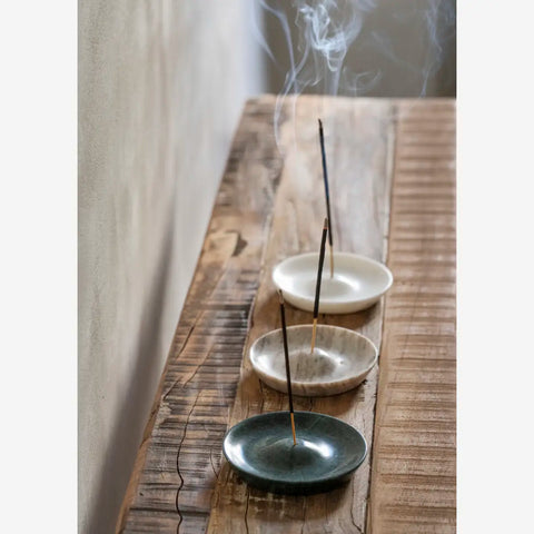 Handcrafted Marble Incense Holder - Beige
