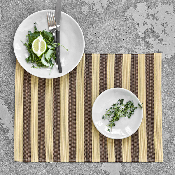 Handmade Bamboo and Cotton Placemat - Brown and Natural - Set of 4