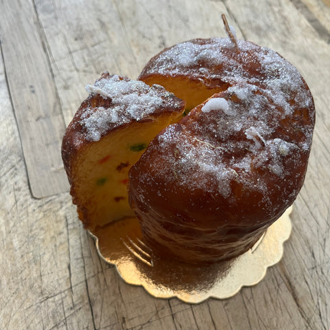 Handmade Panettone with Slice Candle