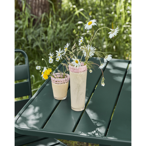Handmade Small Glass Vase - Kupla - Beige with Pink Rim - Two Size Options
