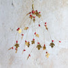 Hanging Brass Oak Leaves and Red Berries Bunch