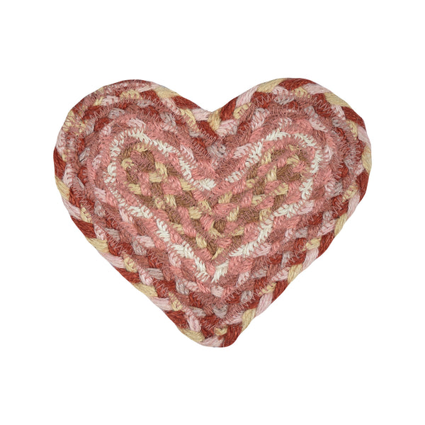 Jute Heart Coaster - Coral