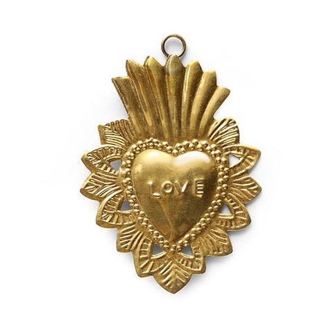 Small Brass Sacred Heart with Love Boncoeurs France
