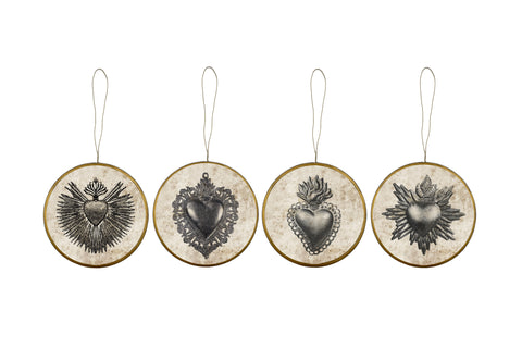 Hanging Enamelled Heart Decorations - Set of Four - Boncoeurs