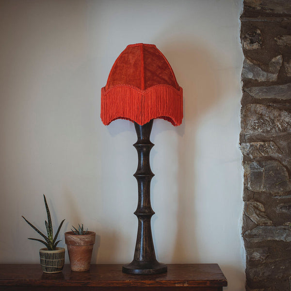 Medium Fringed Velvet Lampshade - Raspberry or Orange